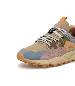 YAMANO 3 WOMAN Sneakers in suede e tessuto tecnico - petrol grey light papaya